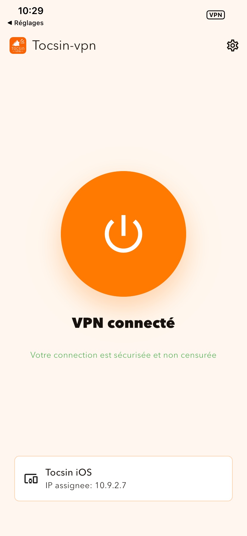 Capture d’écran de l’étape 7 : Vérifiez que le VPN est connecté